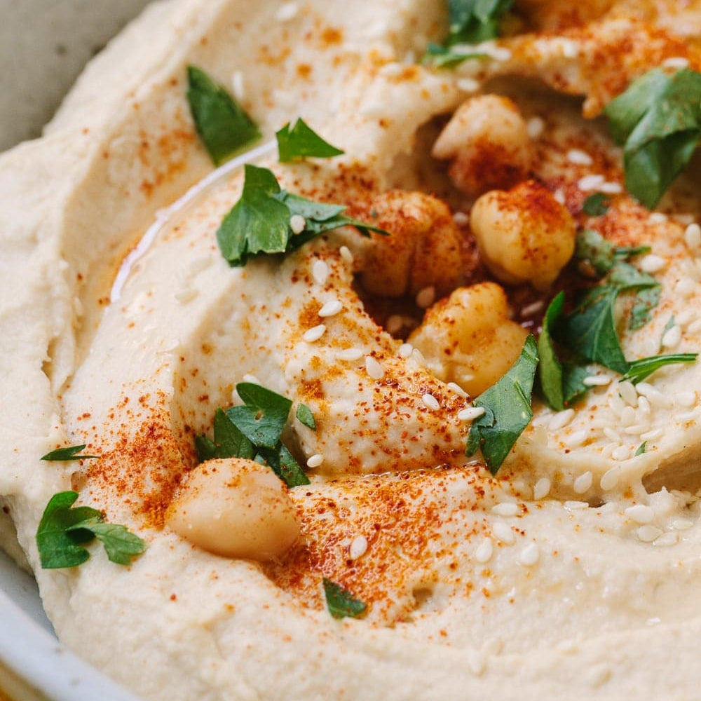 Hummus tradicional de garbanzo cremoso en frasco de vidrio - La Despensería
